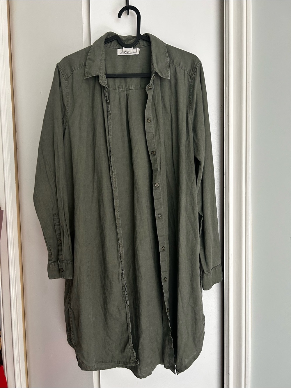 Olive Green Long Button-Up Women’s Shirt